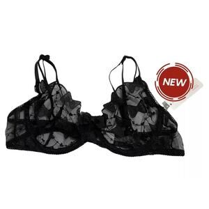 Nina Bonheur Black Lace Unlined Bra Women's Size Large NWT | 10E-32